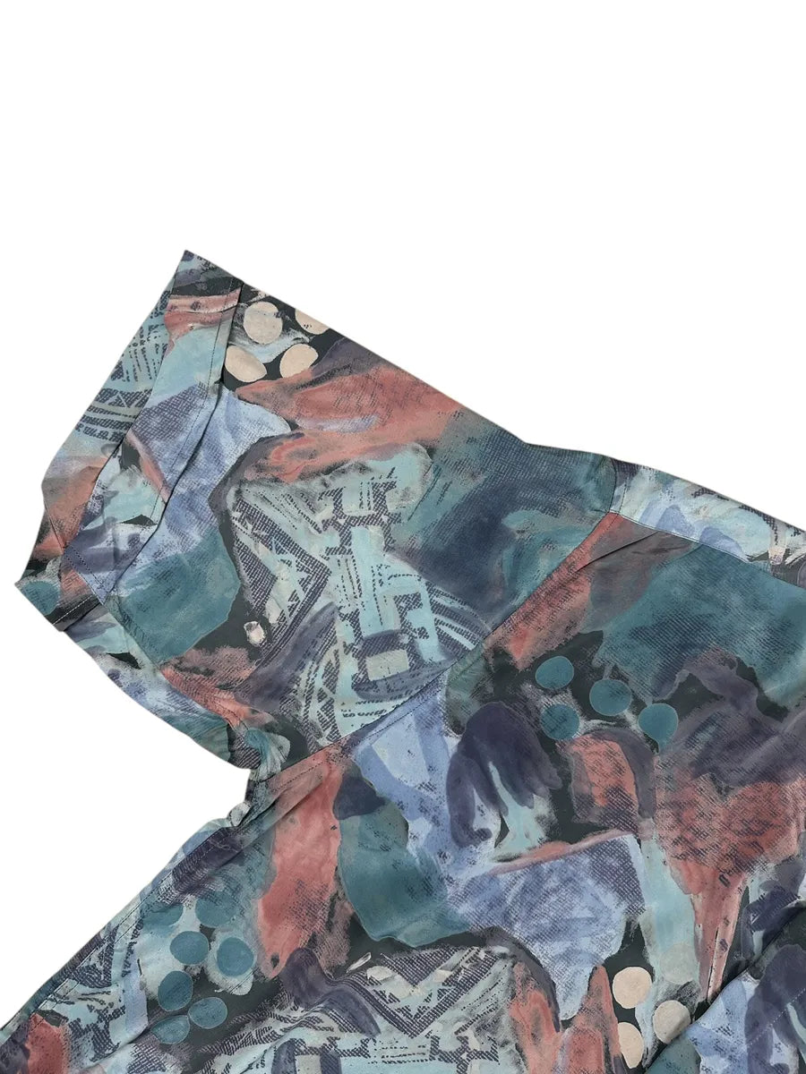 Camicia vintage a maniche corte da uomo a fantasia
