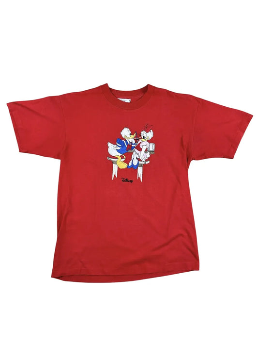 T-shirt Vintage Disney con Ricamo Paperino e Paperina