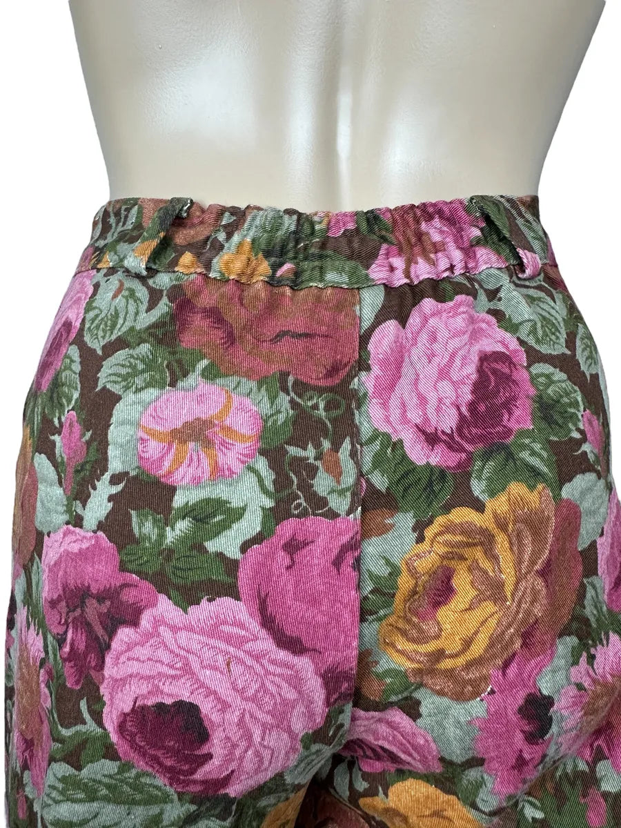 Pantaloni vintage da donna con stampa floreale