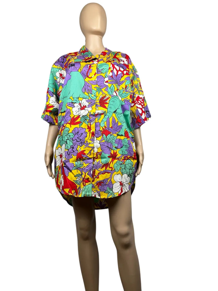 Camicia da donna vintage a fantasia