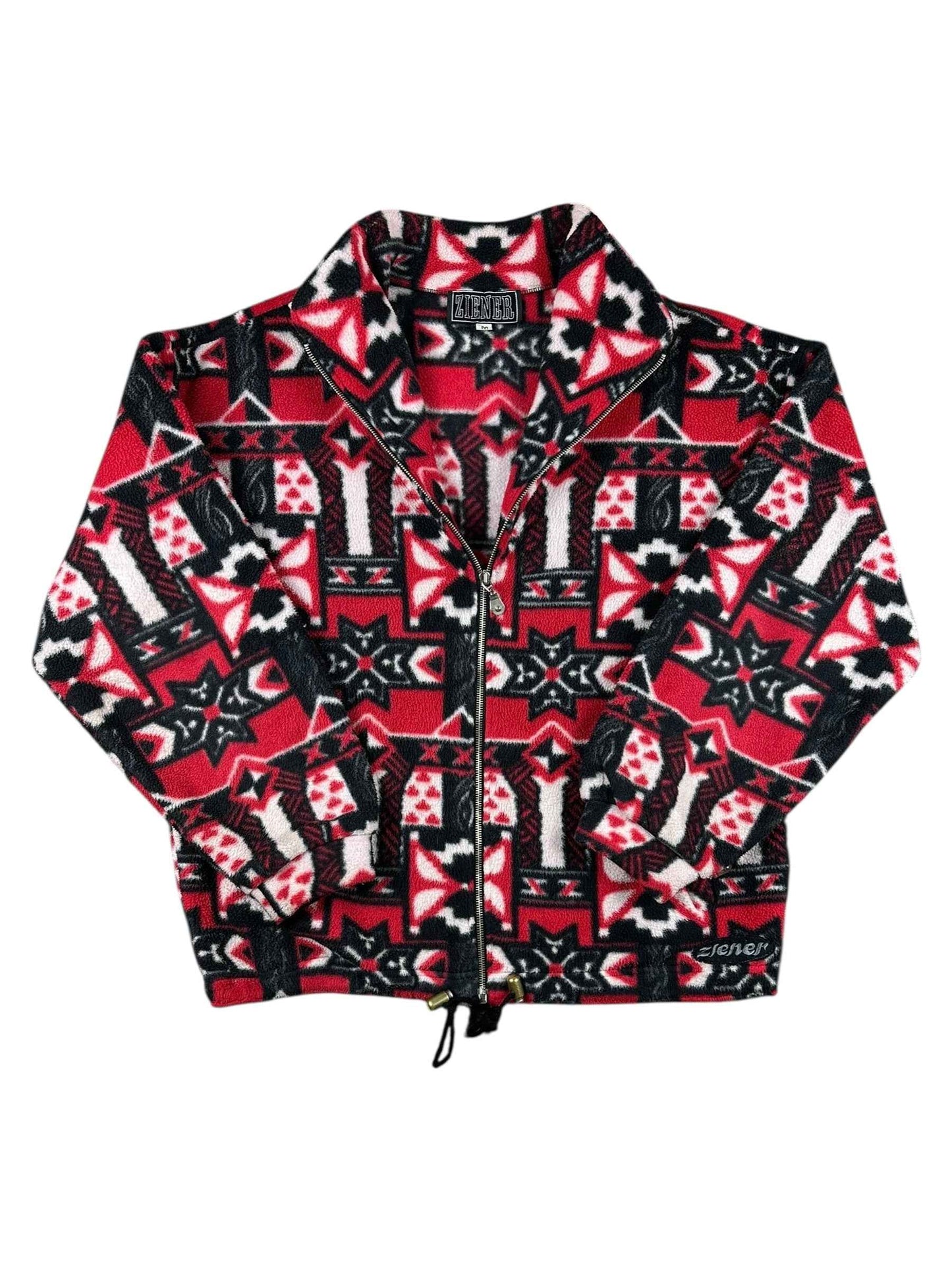 Pile vintage Ziener a fantasia con zip e collo alto