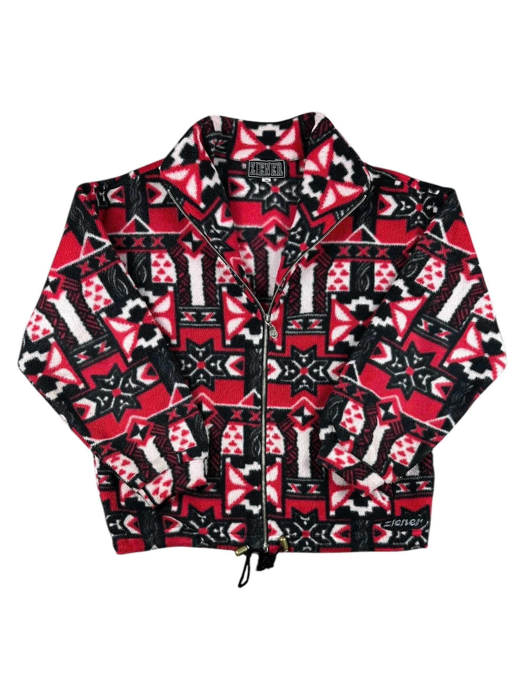 Pile vintage Ziener a fantasia con zip e collo alto