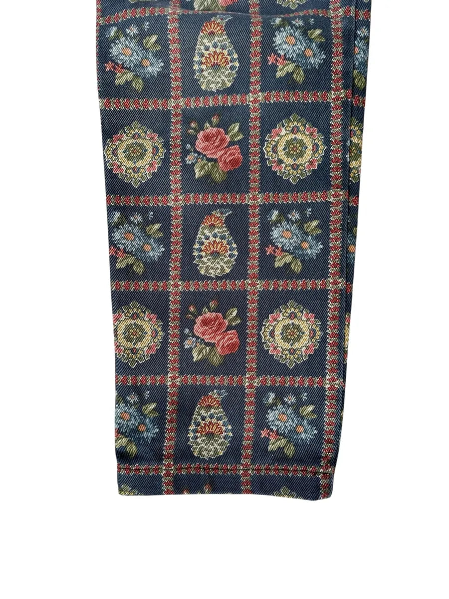 Jeans vintage da donna con fantasia floreale
