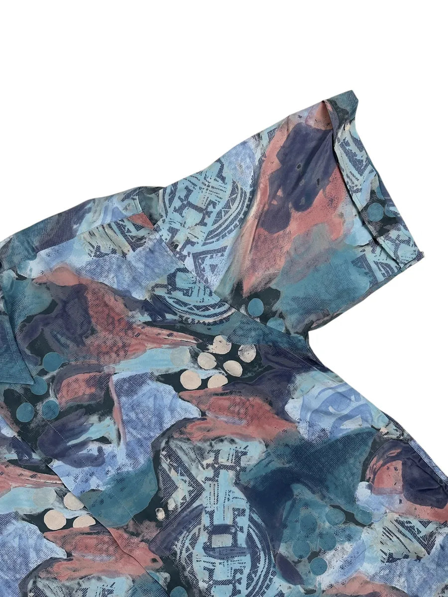 Camicia vintage a maniche corte da uomo a fantasia