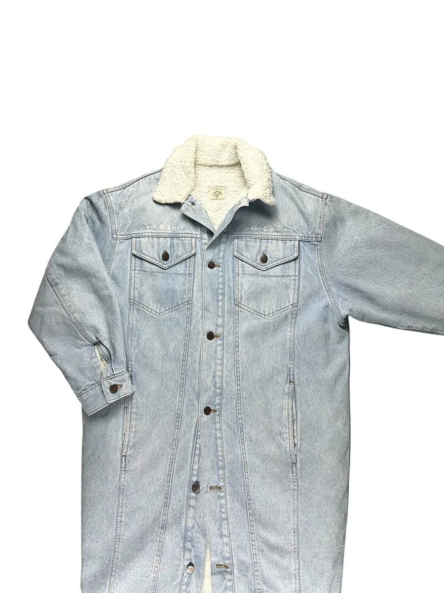 Cappotto vintage lungo di jeans da donna Benetton