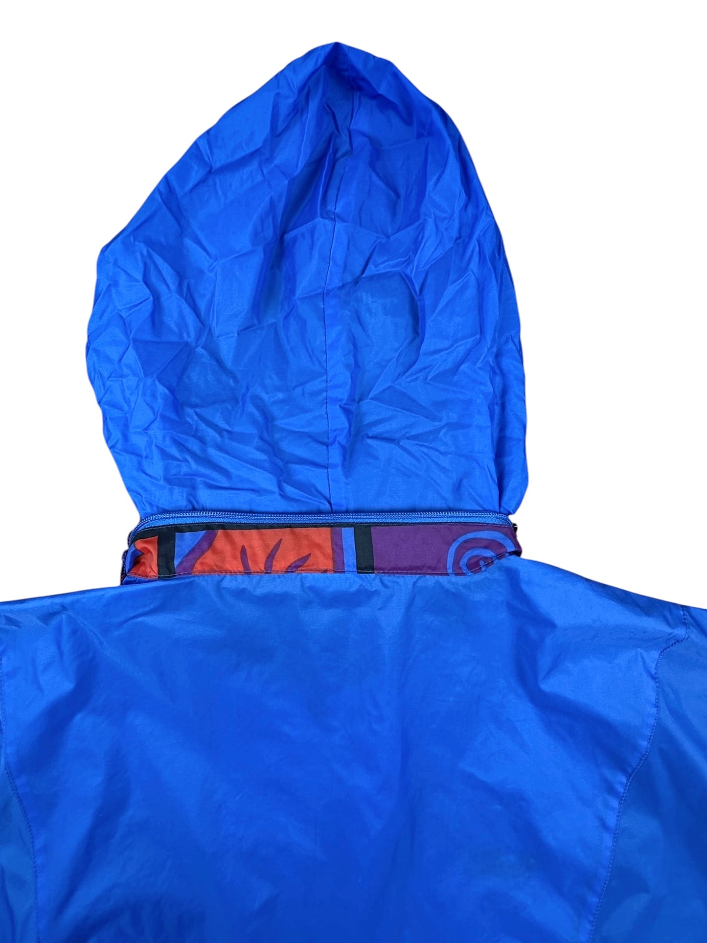 K-way vintage Alex Athletics blu con inserti fantasia astratta
