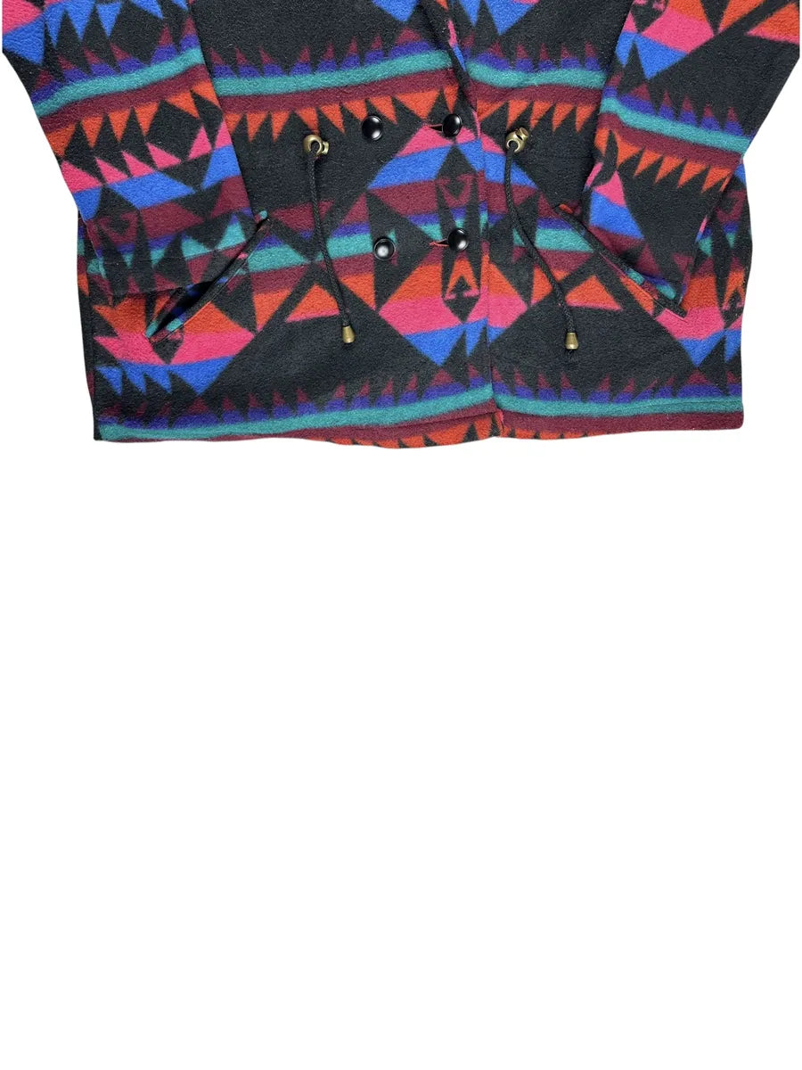 Pile vintage da donna a fantasia geometrica con cappuccio