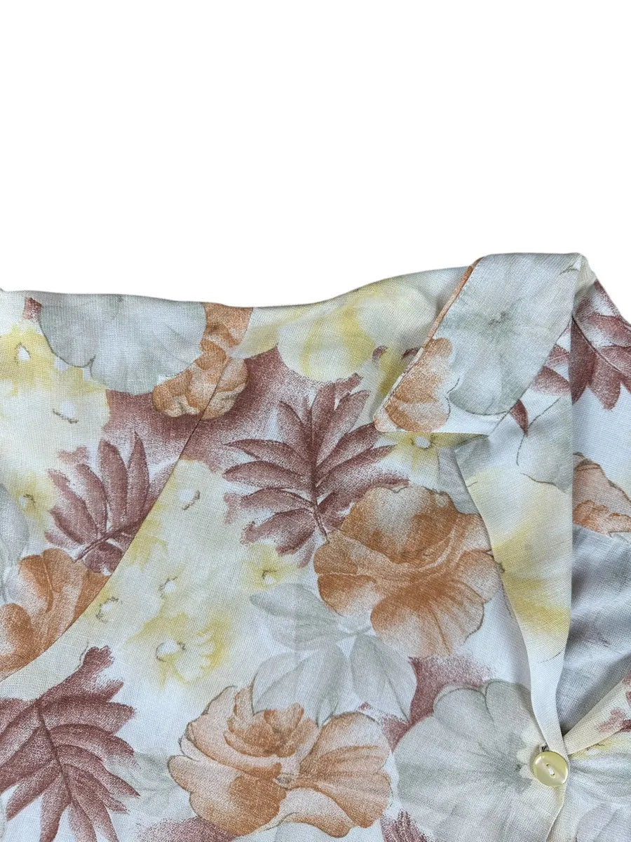 Camicia vintage crop da donna a fantasia floreale