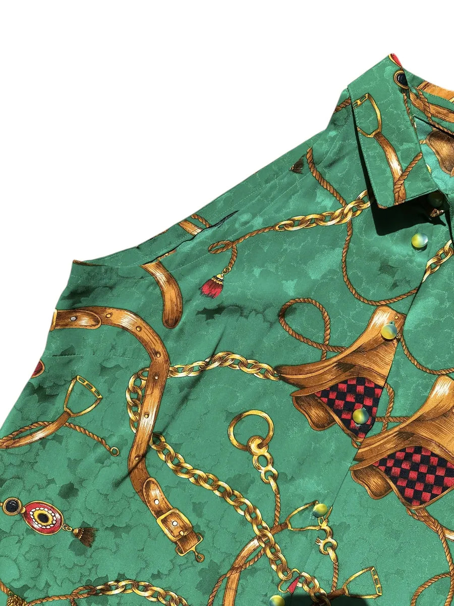 Camicia vintage da donna smanicata a fantasia