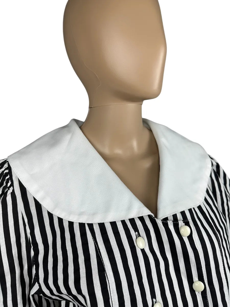 Camicia vintage crop da donna con maniche a palloncino