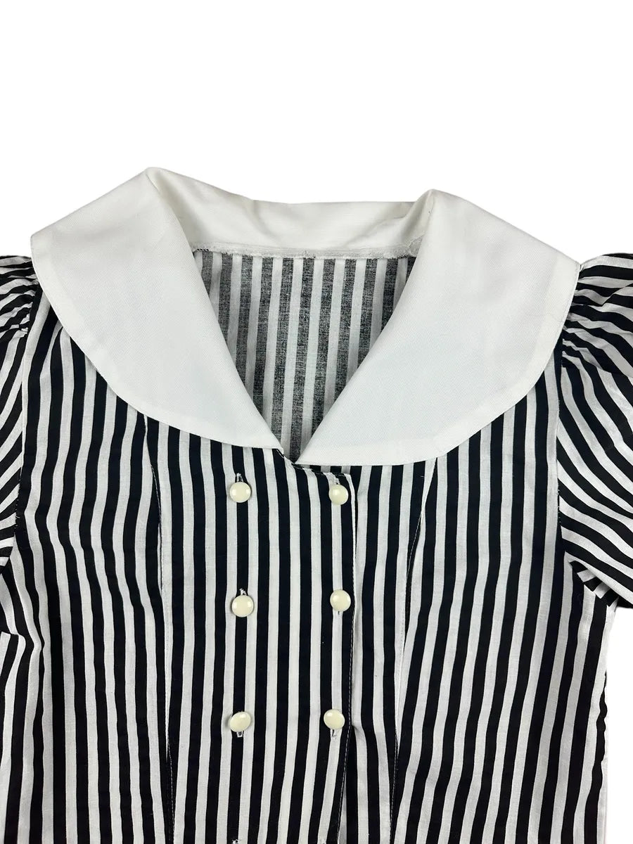 Camicia vintage crop da donna con maniche a palloncino