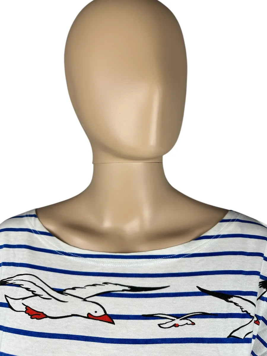T-shirt Vintage Donna a Righe con stampa Topolino Marinaio