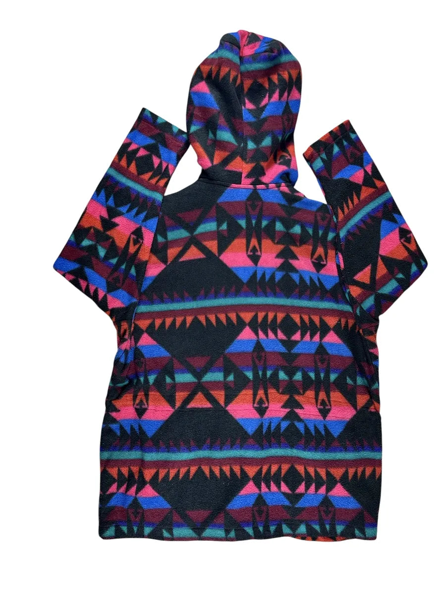 Pile vintage da donna a fantasia geometrica con cappuccio