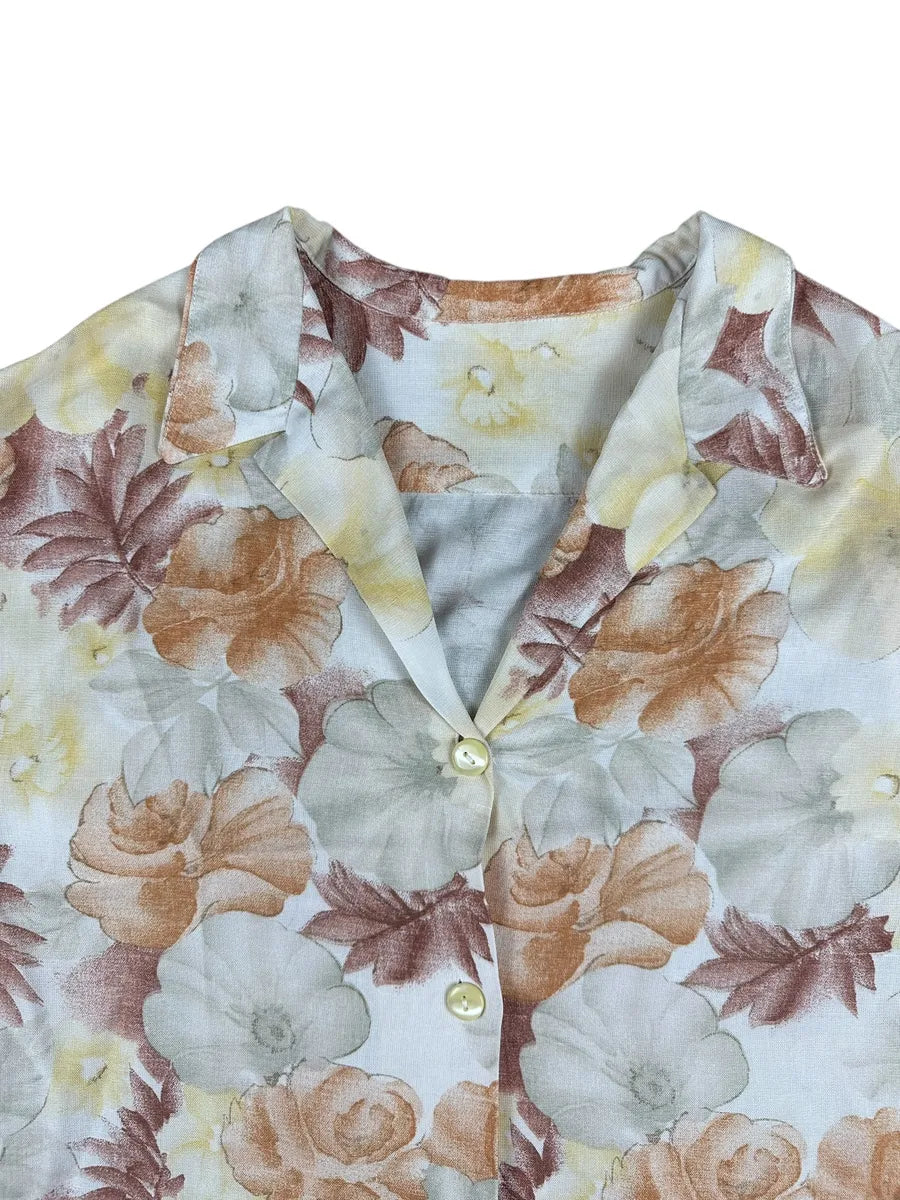 Camicia vintage crop da donna a fantasia floreale