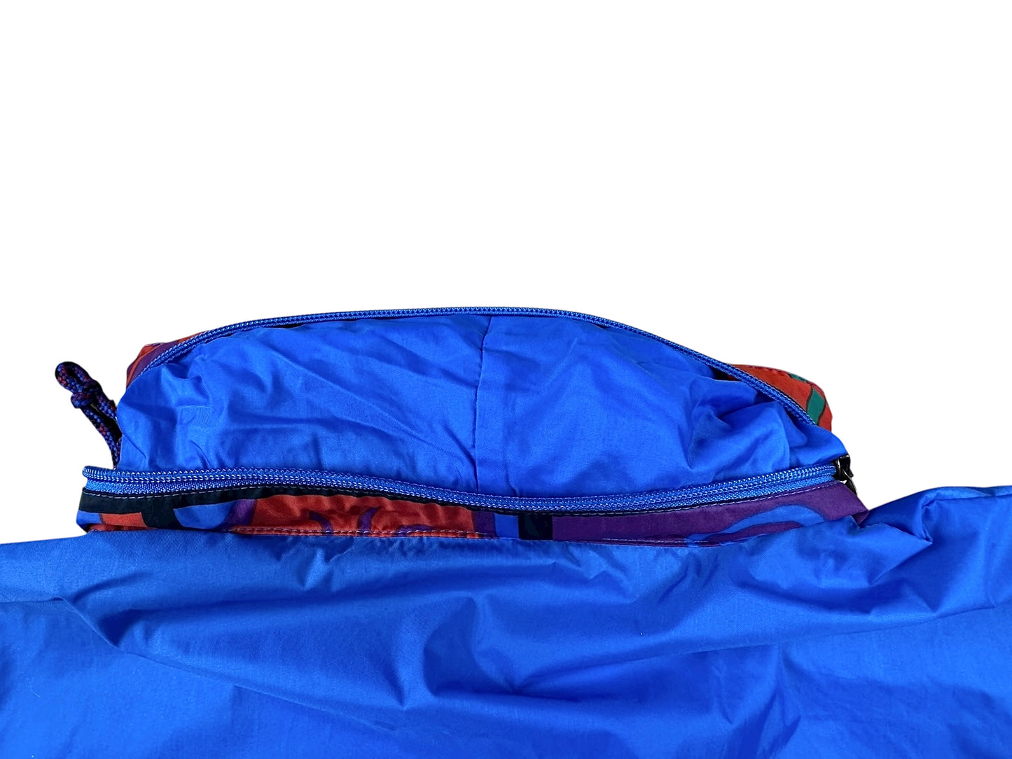 K-way vintage Alex Athletics blu con inserti fantasia astratta