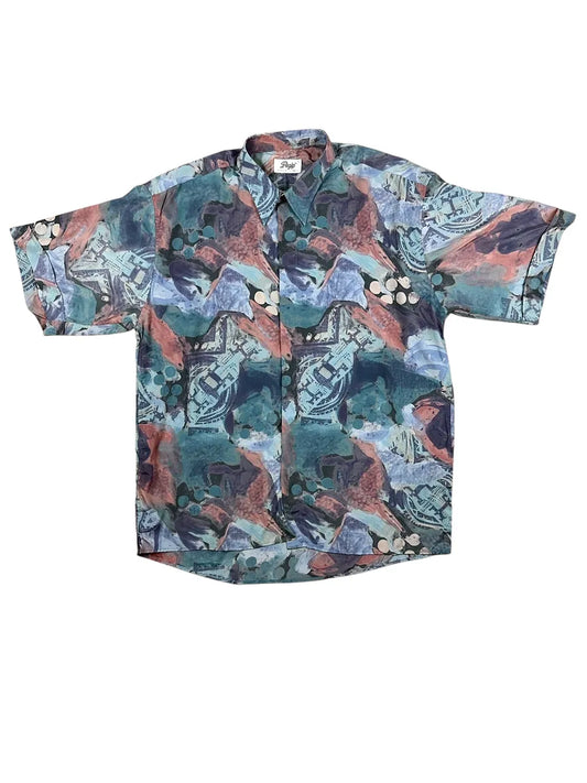 Camicia vintage a maniche corte da uomo a fantasia