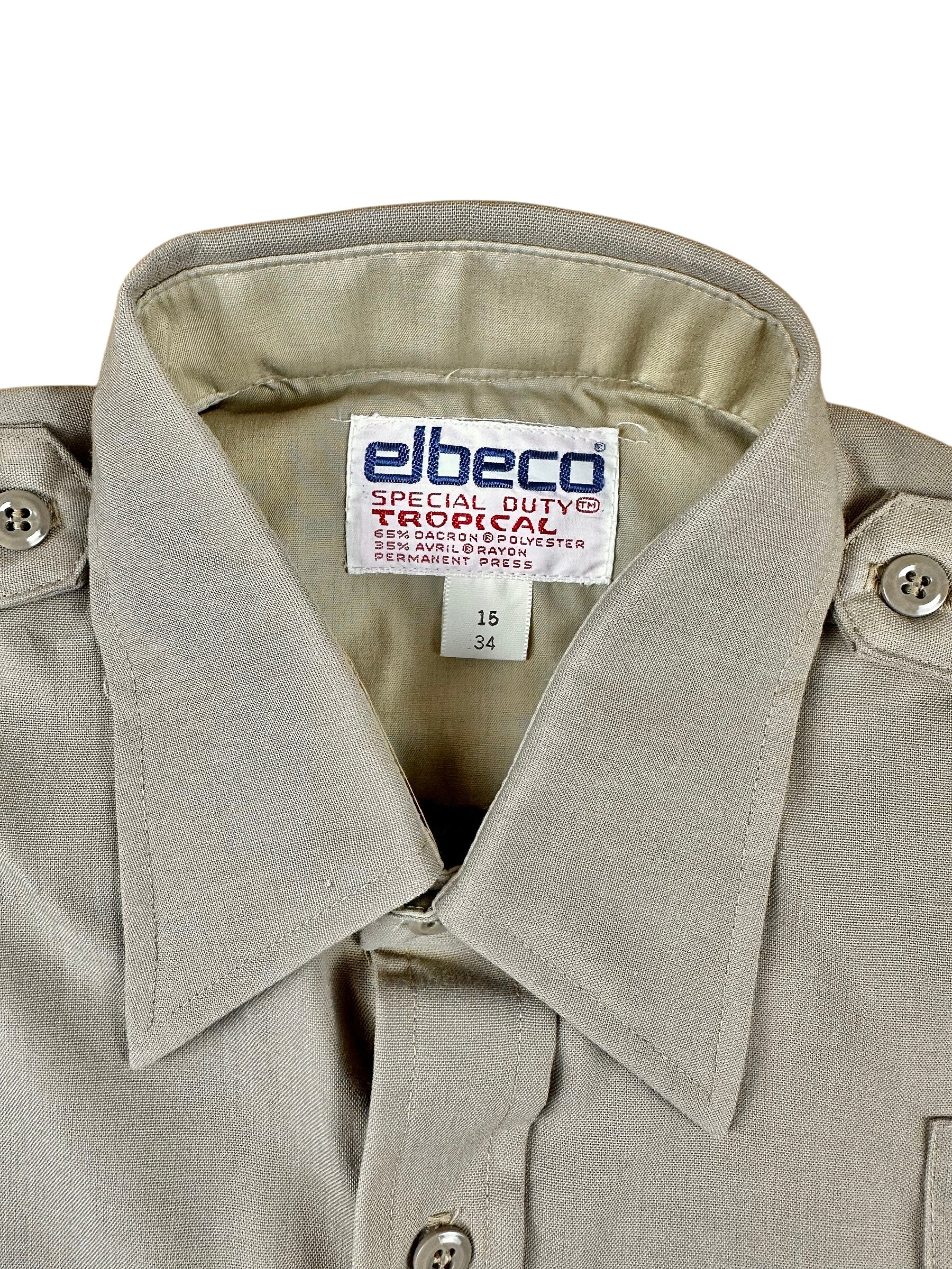 Dettaglio ravvicinato etichetta Elbeco camicia americana vintage