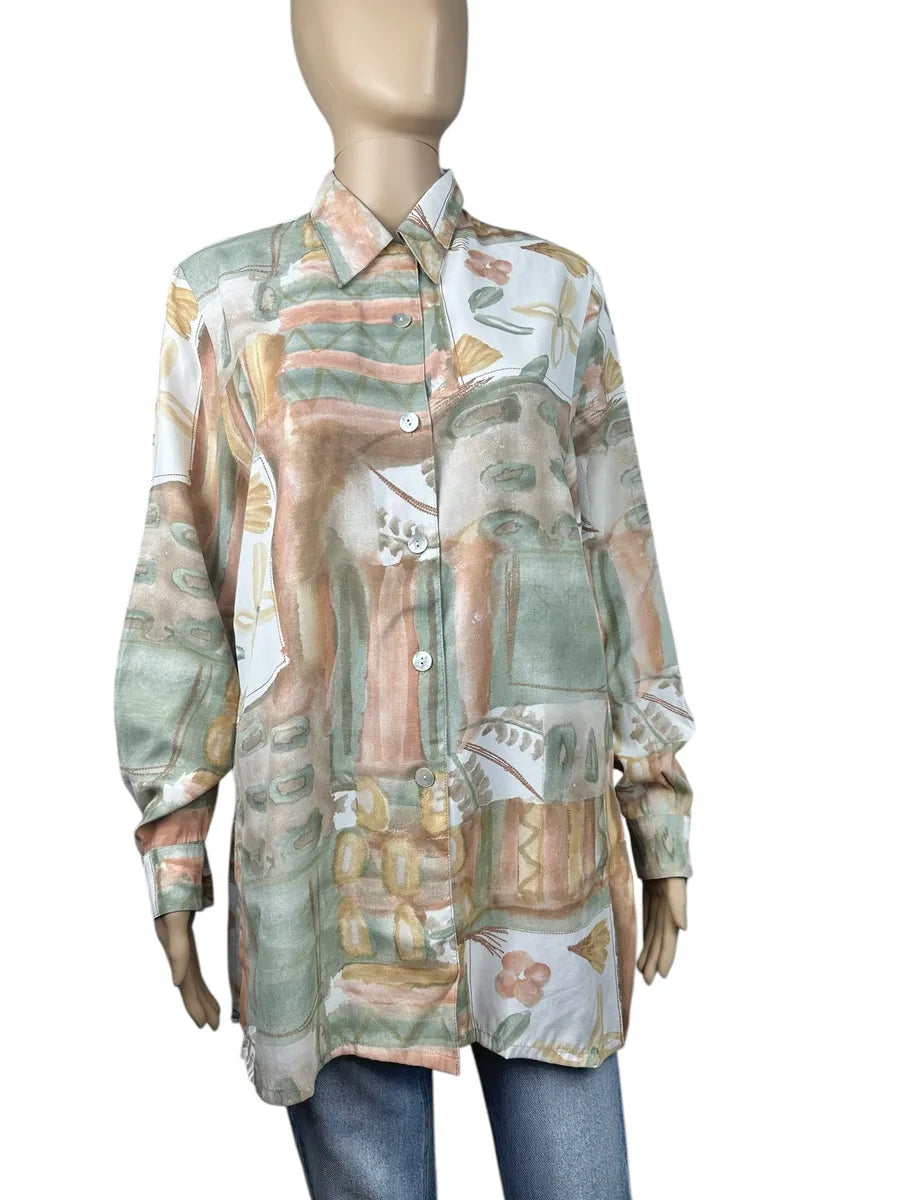 Camicia vintage da donna a fantasia acquerello