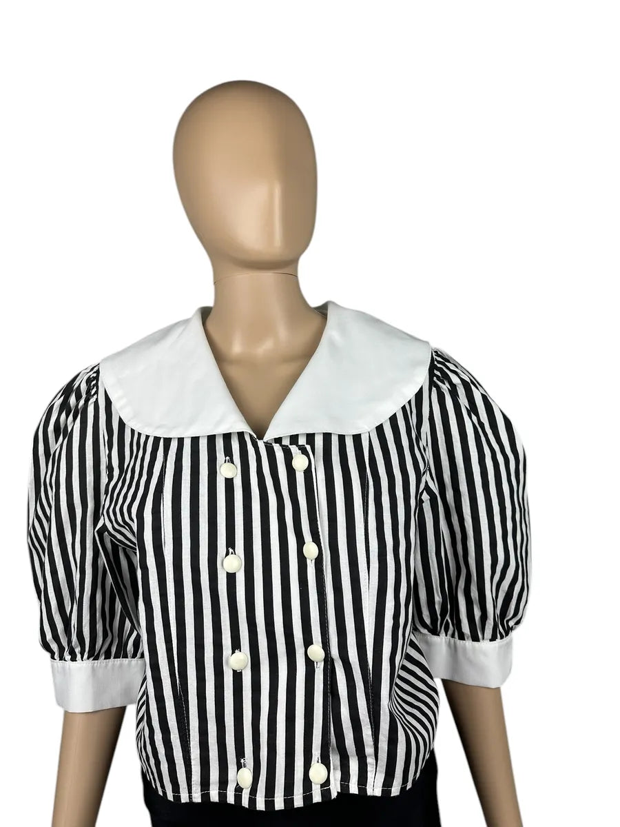 Camicia vintage crop da donna con maniche a palloncino