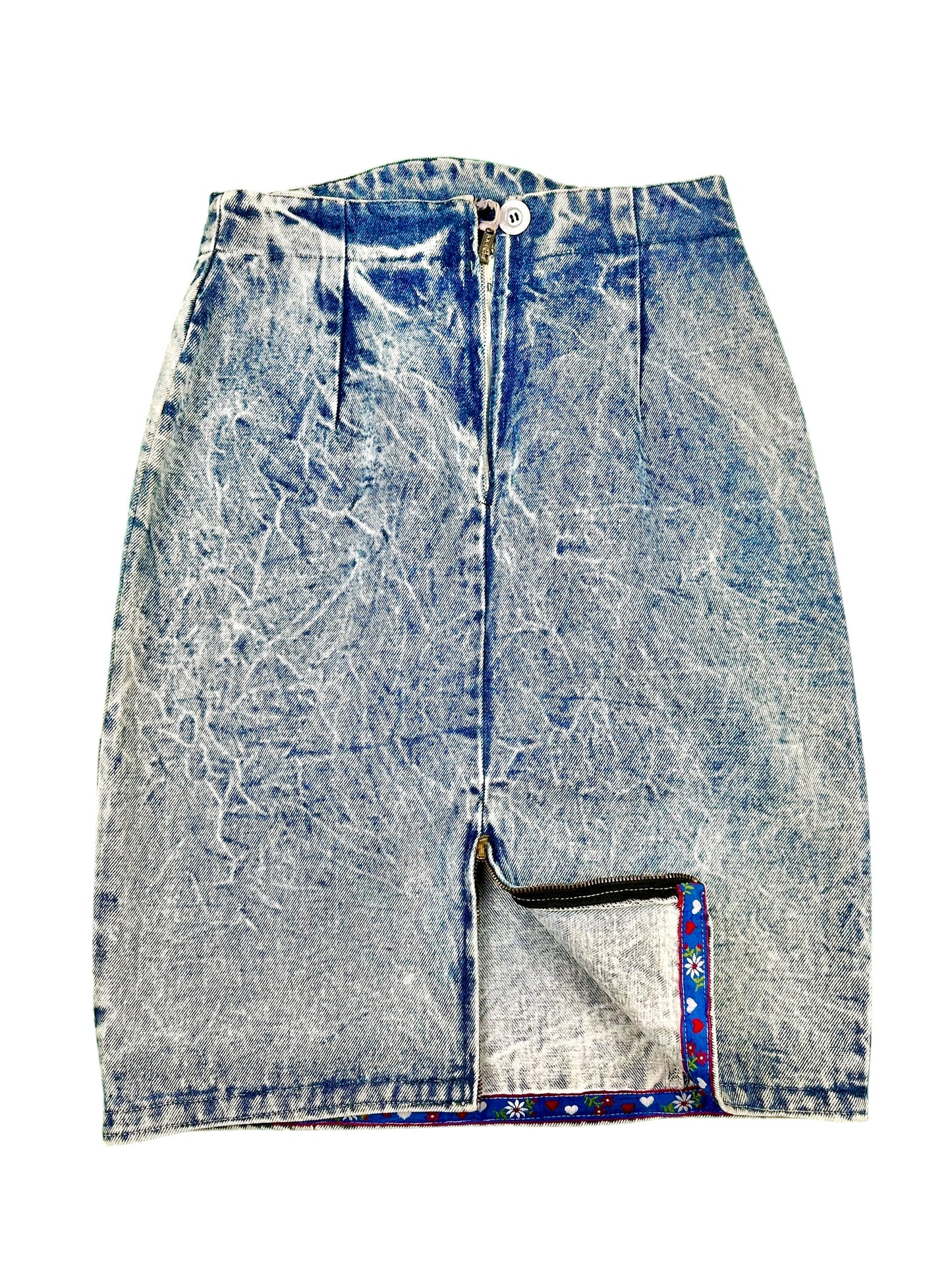 Gonna jeans anni '80 lavaggio acid wash