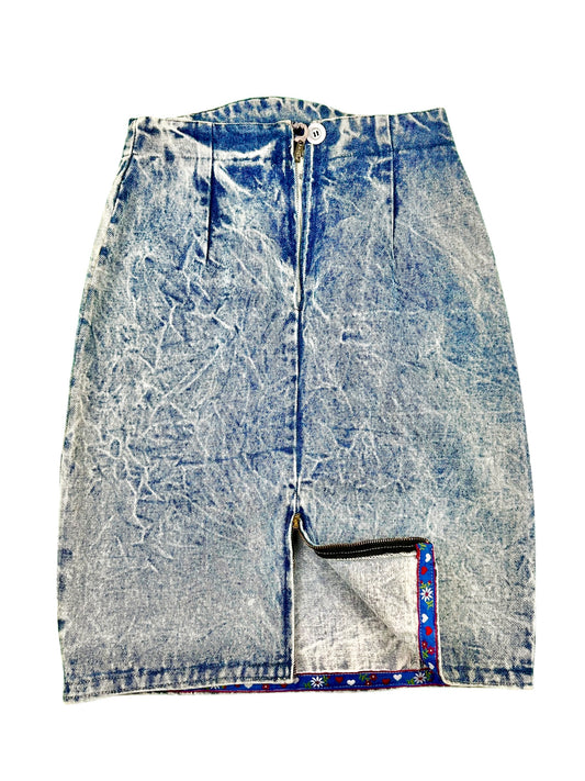Gonna jeans anni '80 lavaggio acid wash