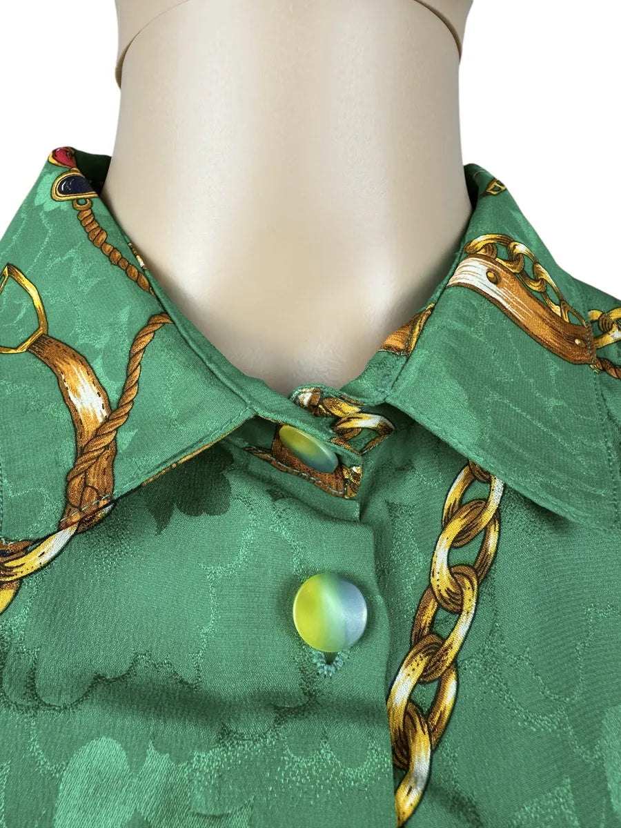 Camicia vintage da donna smanicata a fantasia