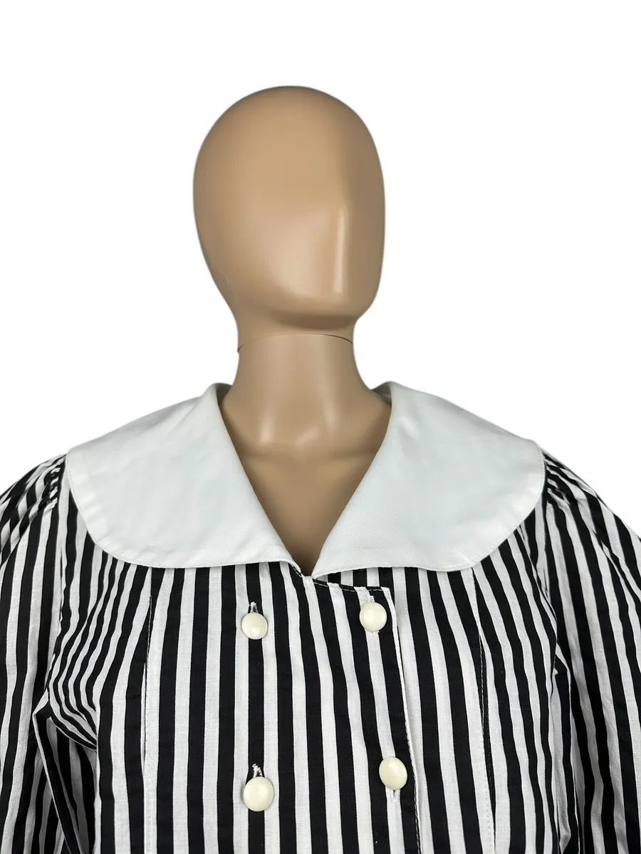 Camicia vintage crop da donna con maniche a palloncino