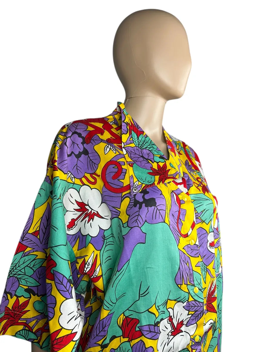 Camicia da donna vintage a fantasia