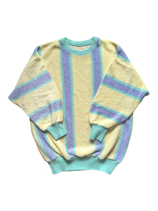 Maglioncino vintage da donna giallo crema a righe