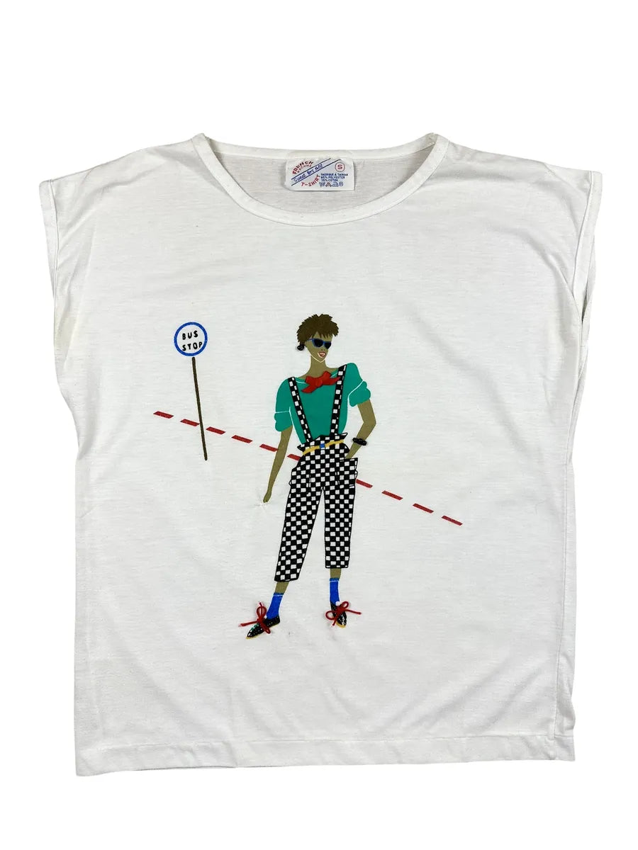 T-shirt vintage smanicata da donna
