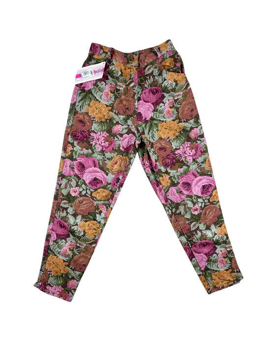Pantaloni vintage da donna con stampa floreale