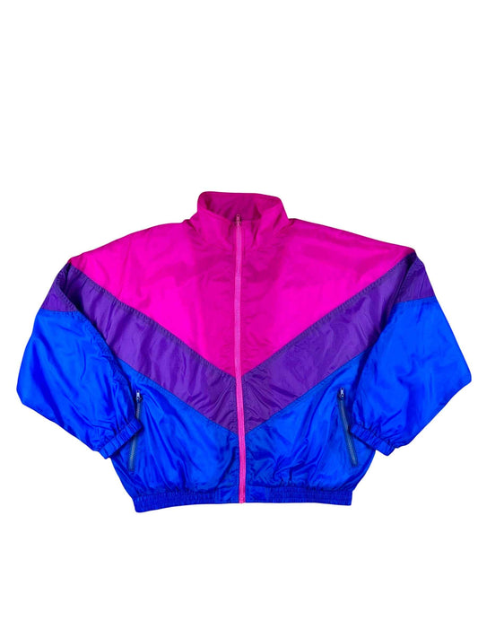 Giacchetto di tuta vintage anni 90 con zip frontale multicolore