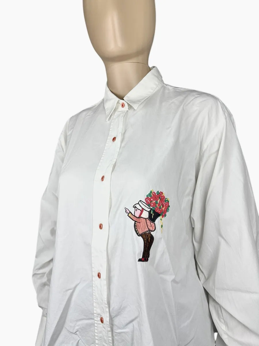 Camicia da donna vintage in cotone con ricamo