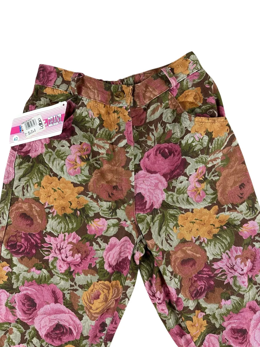 Pantaloni vintage da donna con stampa floreale