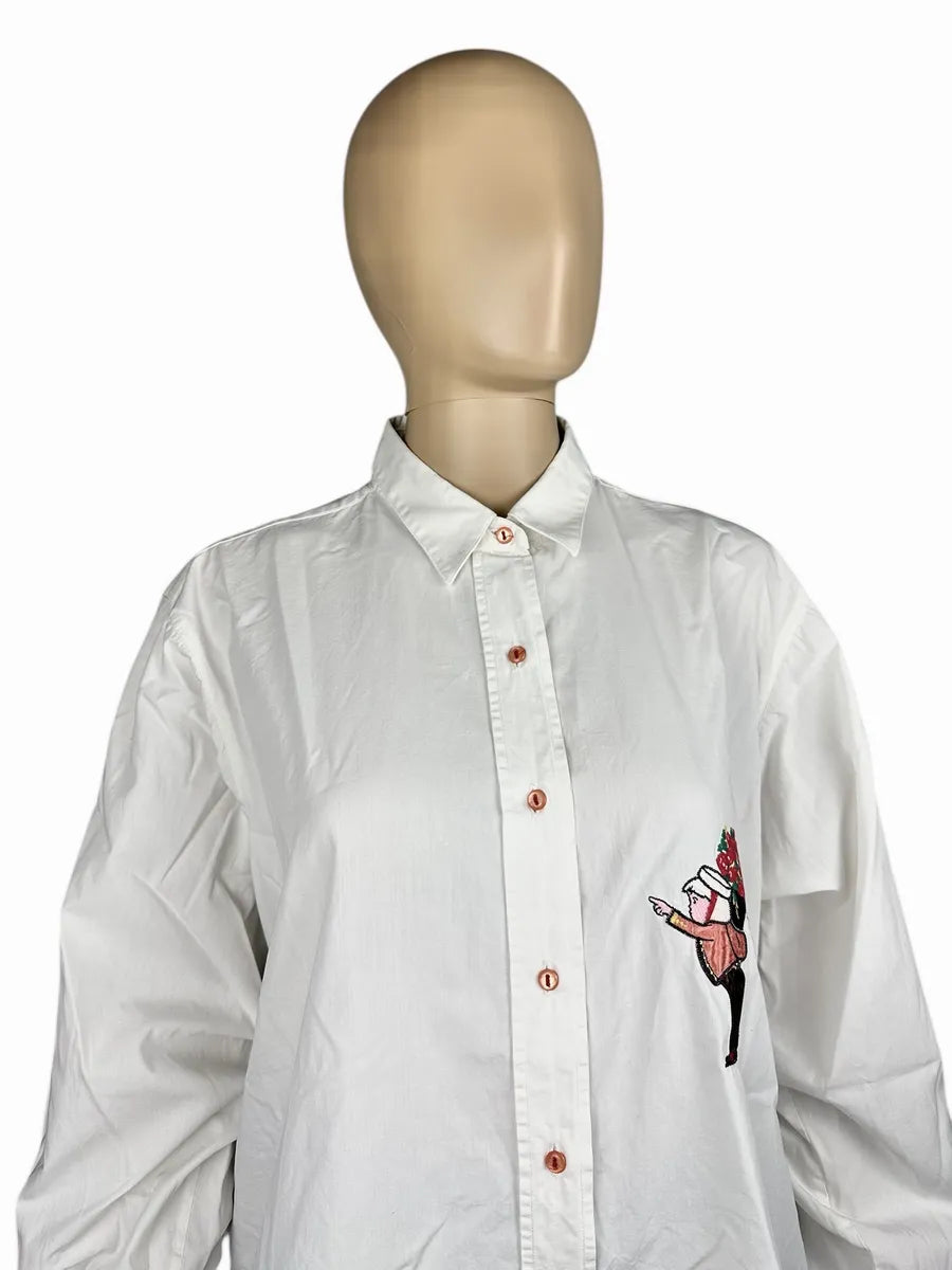 Camicia da donna vintage in cotone con ricamo