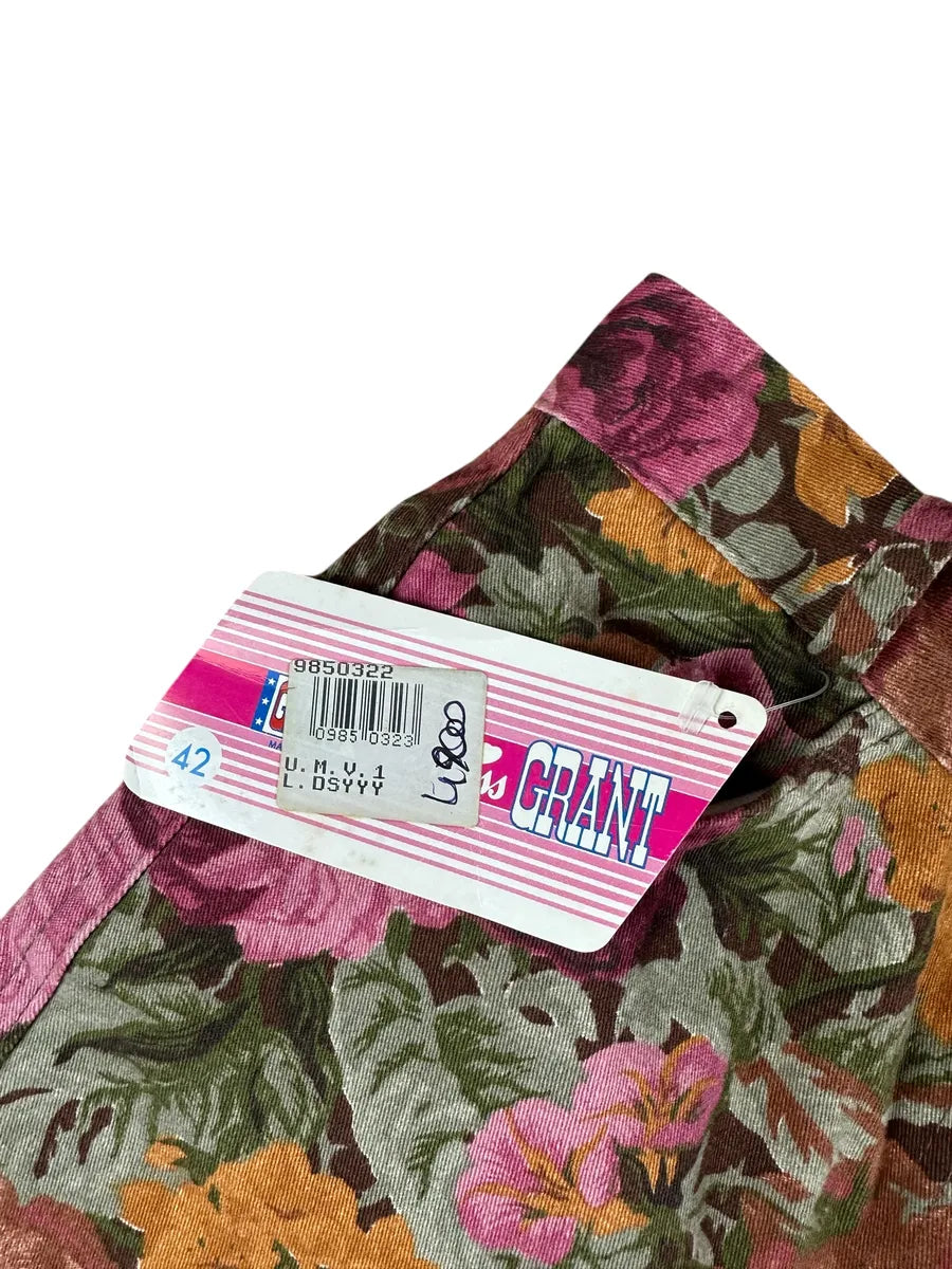 Pantaloni vintage da donna con stampa floreale