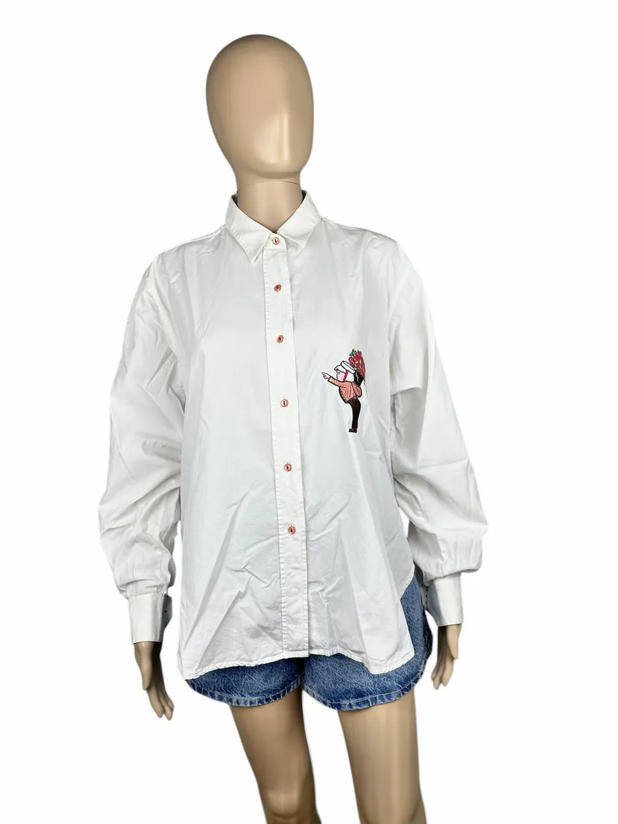 Camicia da donna vintage in cotone con ricamo