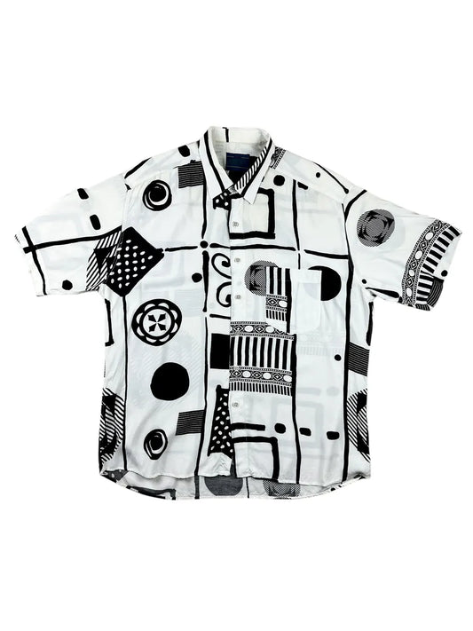 Camicia vintage da uomo a maniche corte a fantasia