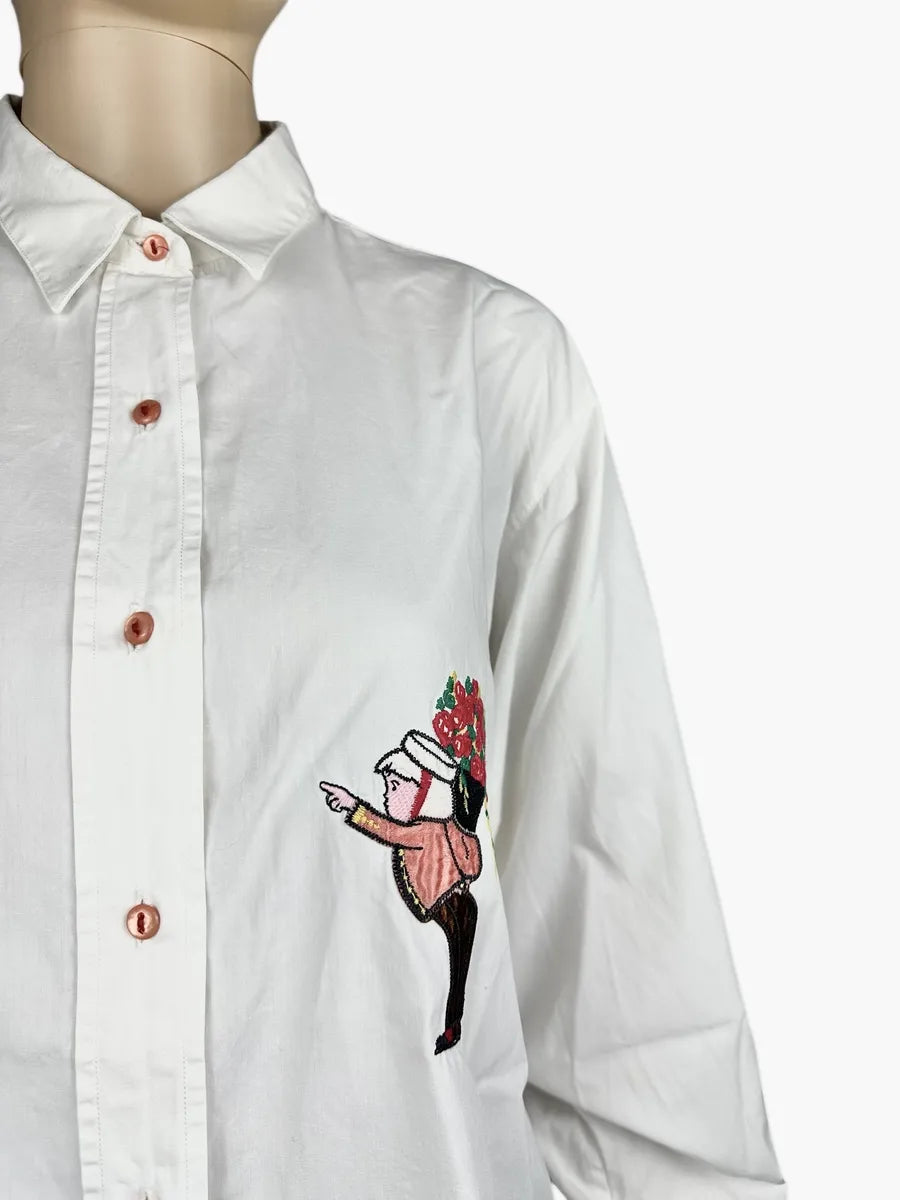 Camicia da donna vintage in cotone con ricamo