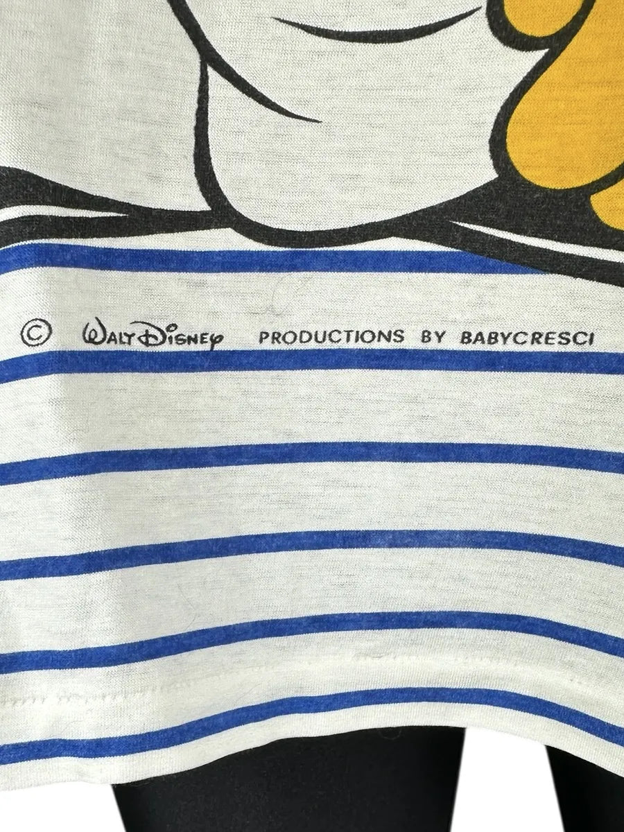 T-shirt Vintage Donna a Righe con stampa Topolino Marinaio