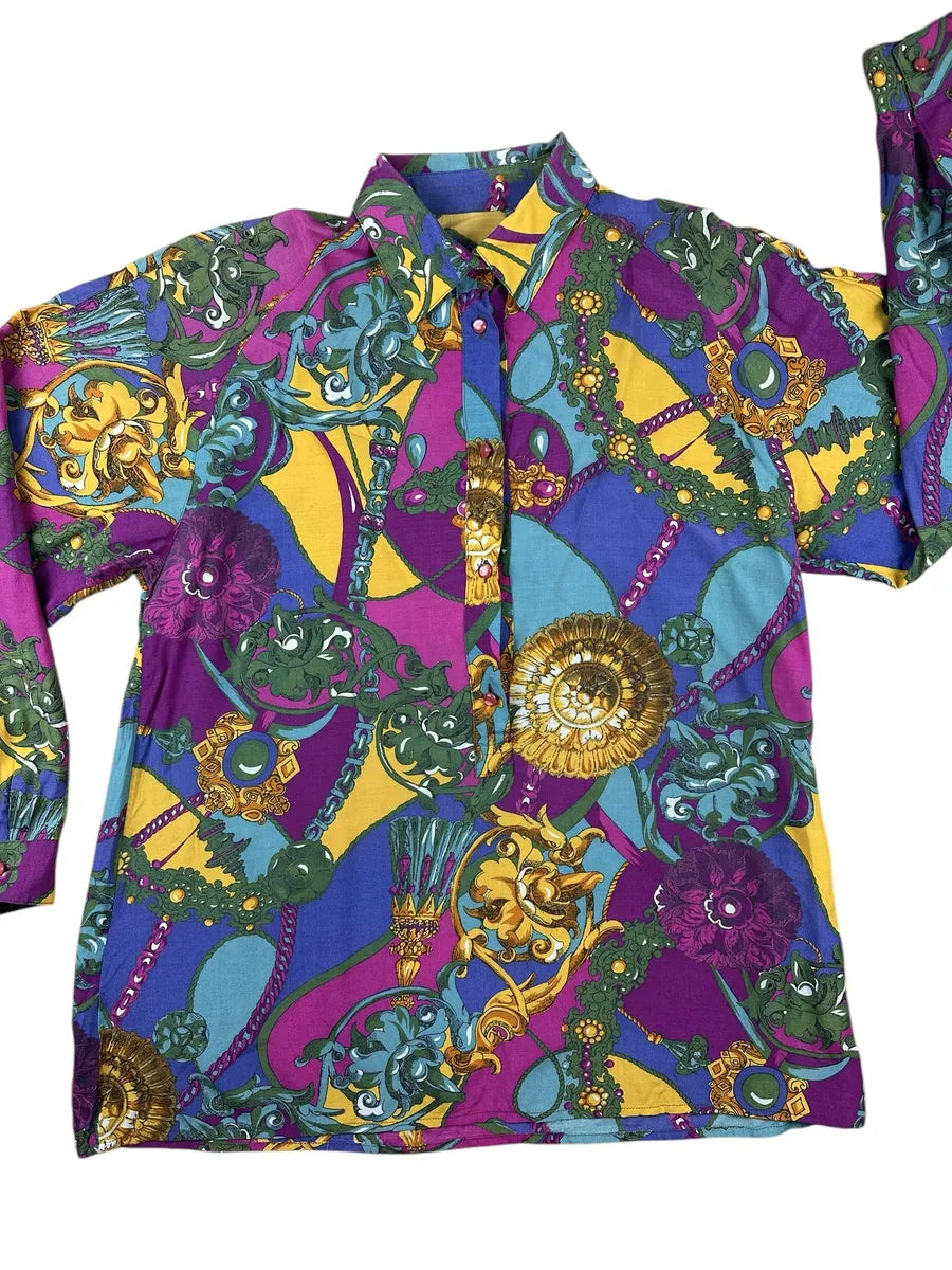 Camicia da donna vintage made in Italy a fantasia