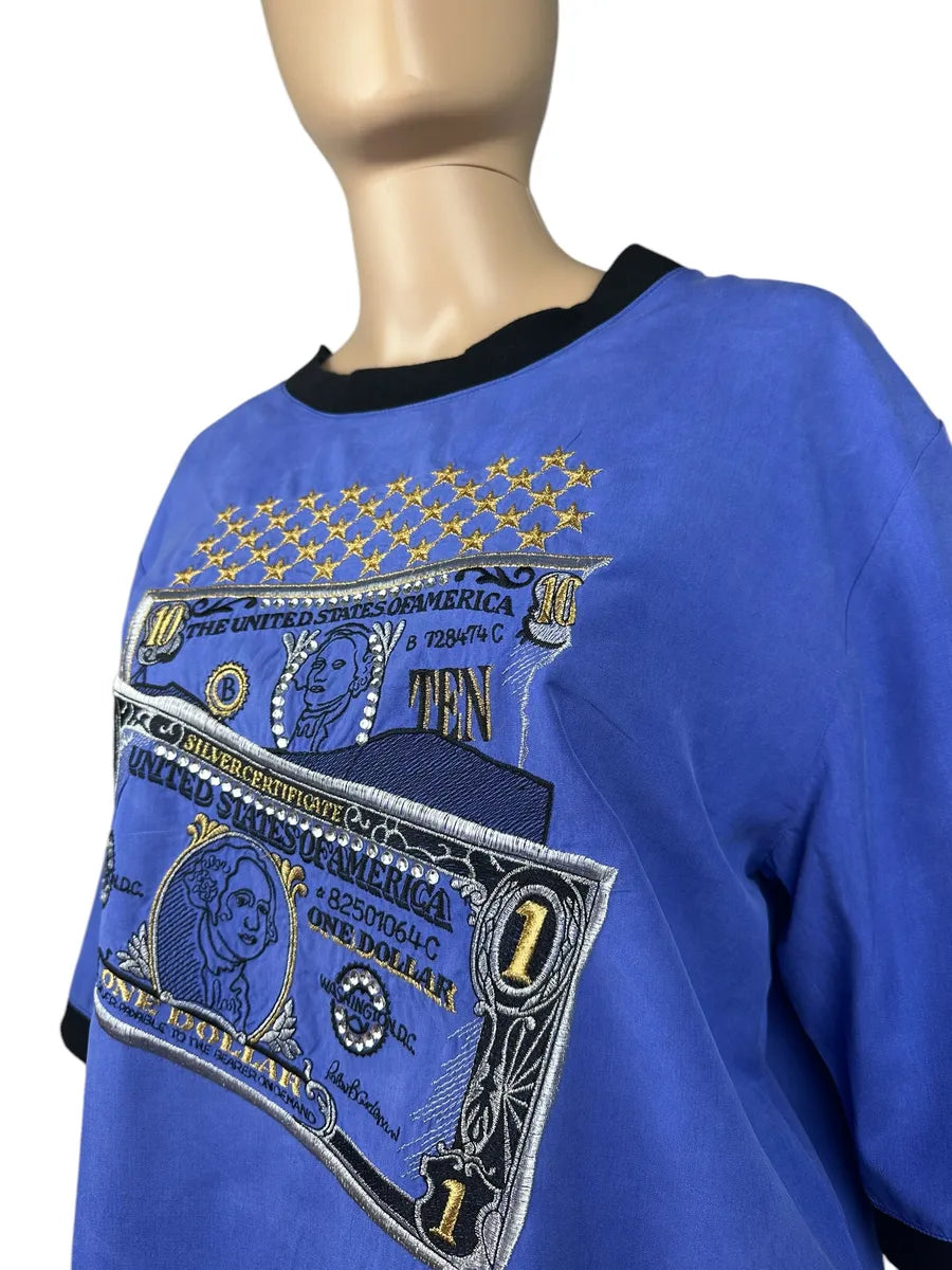 T-shirt da donna in seta con ricamo