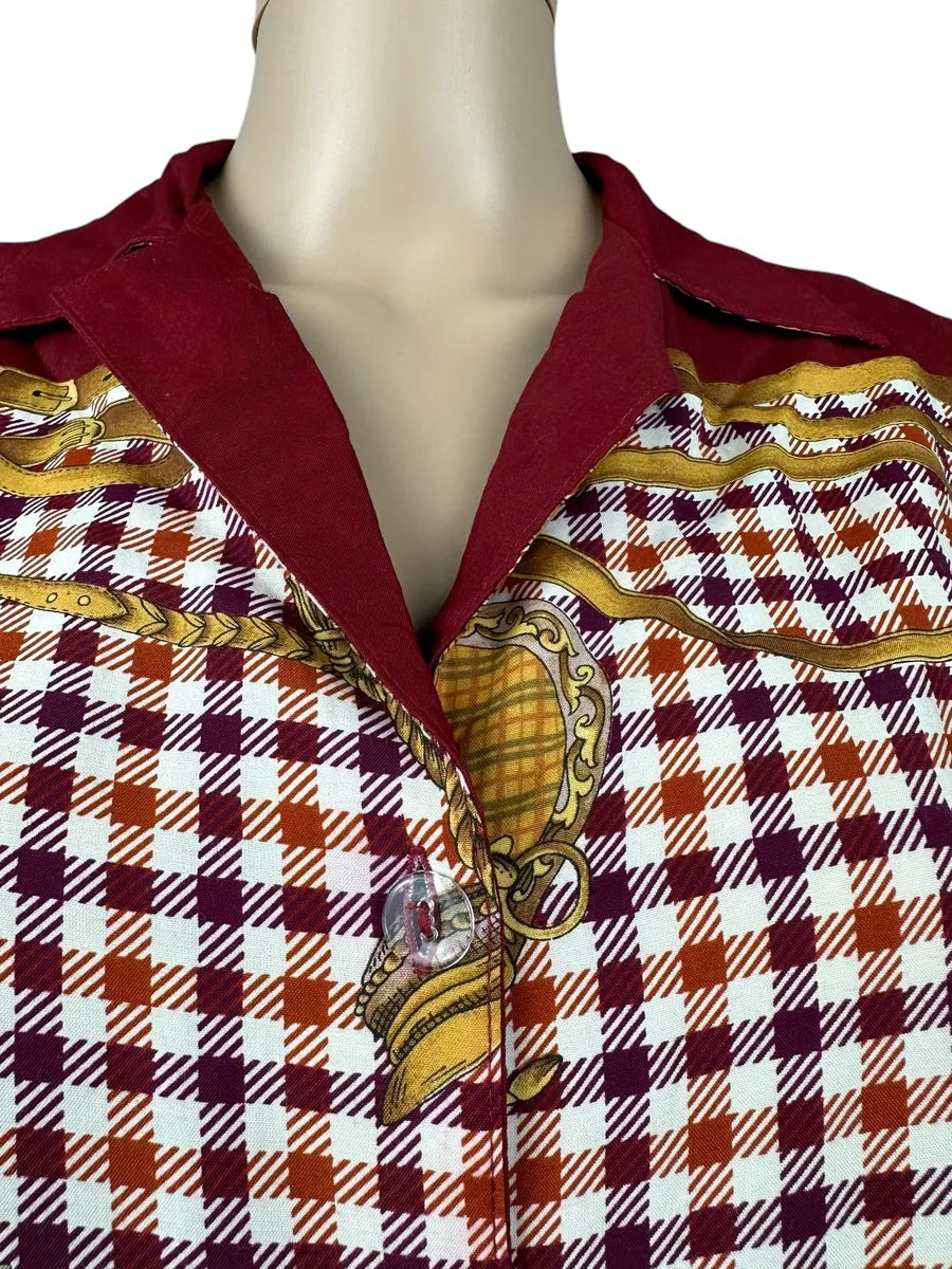 Camicia vintage smanicata da donna fantasia country