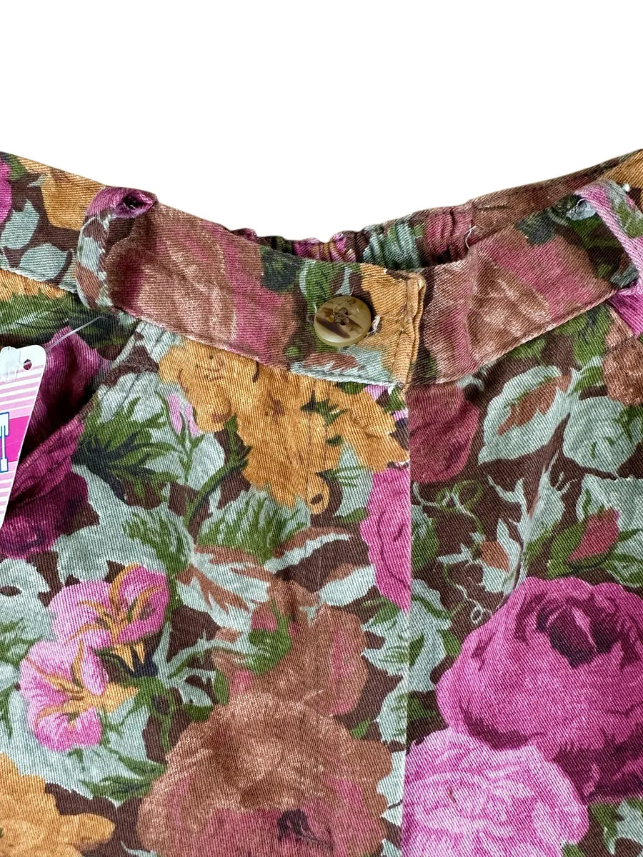 Pantaloni vintage da donna con stampa floreale