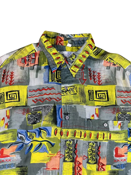 Camicia vintage da uomo a fantasia 100% seta