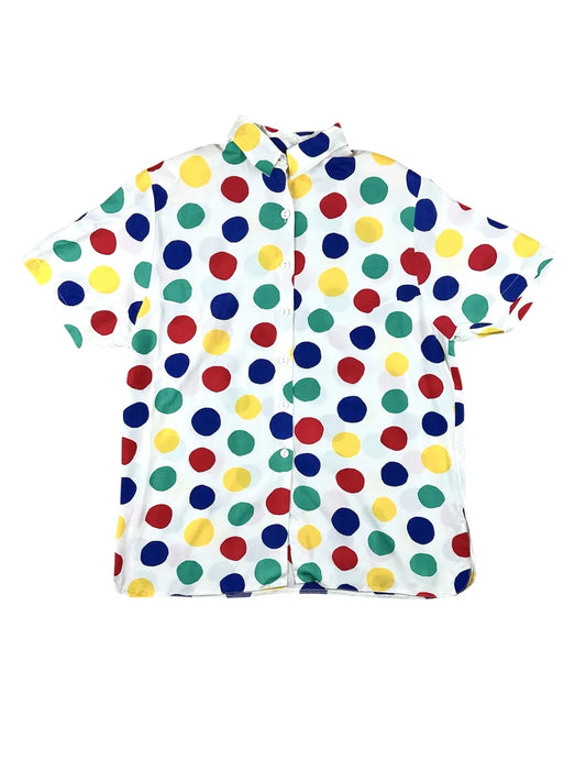 Camicia vintage da donna a pois colorati con spalline