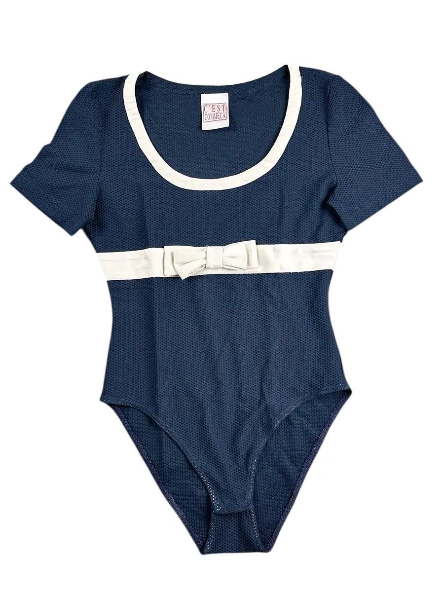Body blu con fiocco