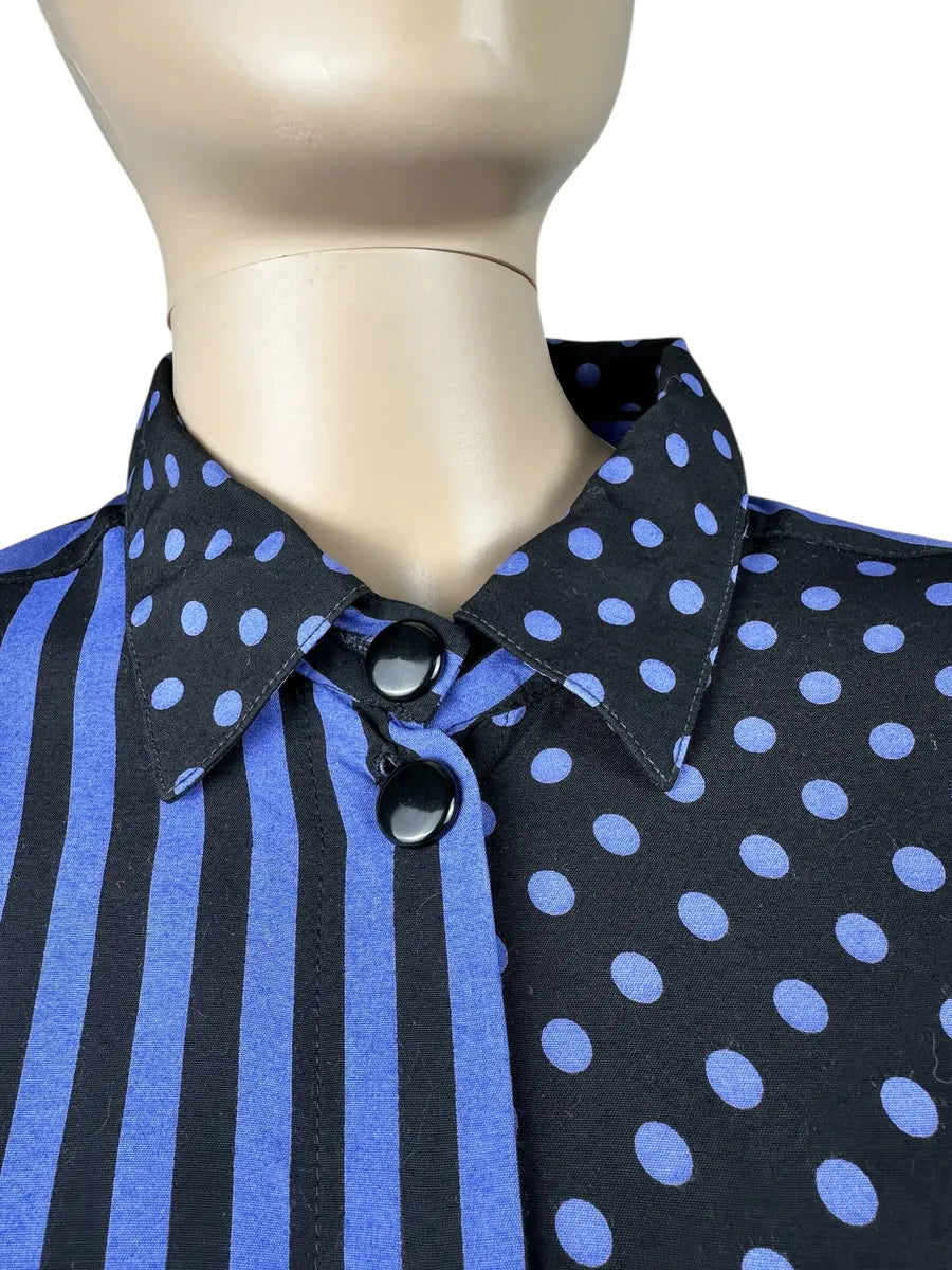 Camicia vintage da donna a righe e pois New Fast