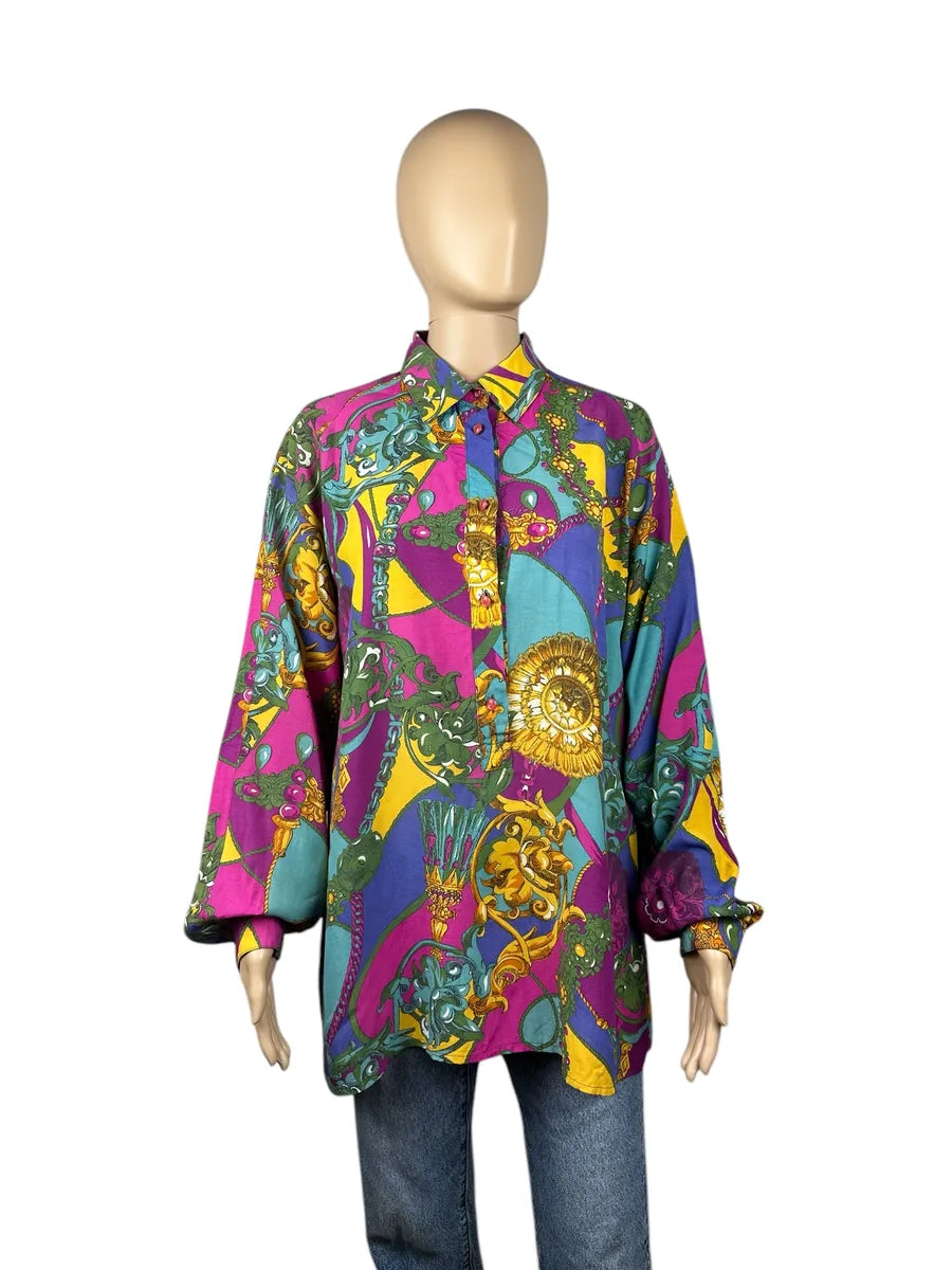 Camicia da donna vintage made in Italy a fantasia