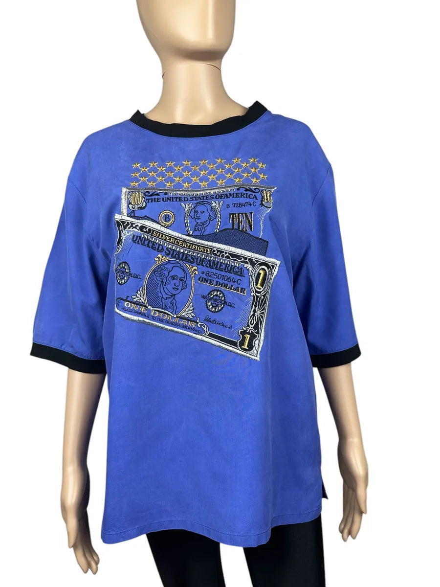 T-shirt da donna in seta con ricamo